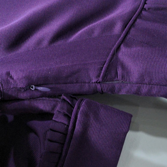 Aidan by Aidan Mattox Purple Silk Dress with Green Lining Size 0 Ruffle Blouson - Picture 7 of 10